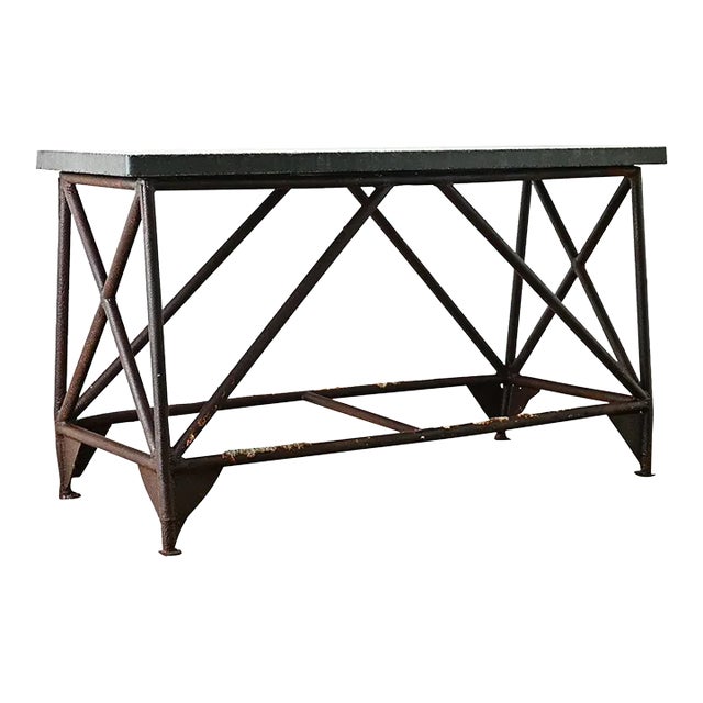 Dutch-Made 19th Century Belgian Bluestone & Iron Console Table For Sale