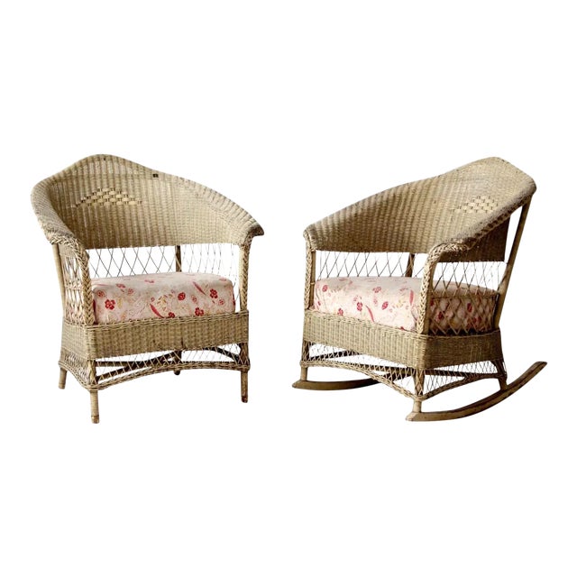 Antique Wicker Chair And Rocker Chairish