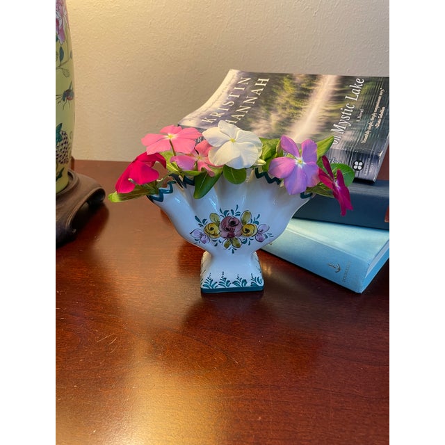 Mid 20th Century Portuguese Petite Majolica Five Finger Tulip Vase Tulipiere For Sale - Image 14 of 17