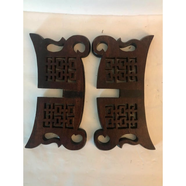 Vintage Chinoiserie Pierced Carved Wood Bowl Plant Stand For Sale - Image 4 of 7