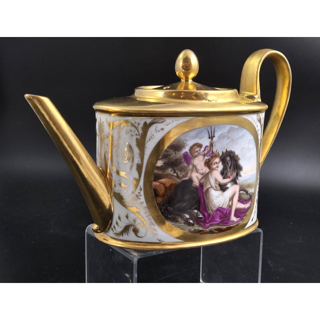 Antique Paris Porcelain Teapot with Mythological Scenes by Rue Vivienne for Bringeon, 1810 For Sale - Image 4 of 18