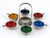 Extremely rare, lovely and highly decorative Mid-Century Modern set of six ashtrays with a serve tray with grip. Designed...