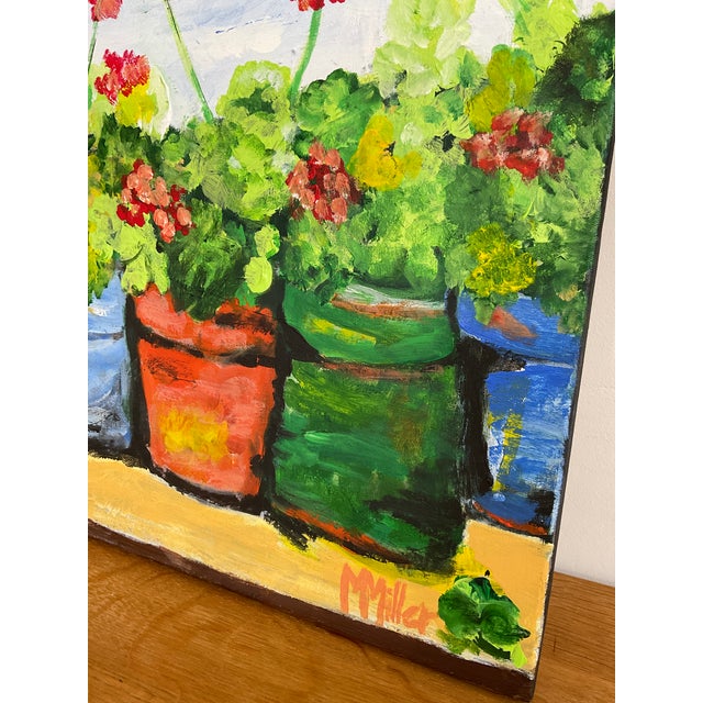 Original "Geranium Row" Impasto Acrylic Painting by M. Miller For Sale In Raleigh - Image 6 of 8