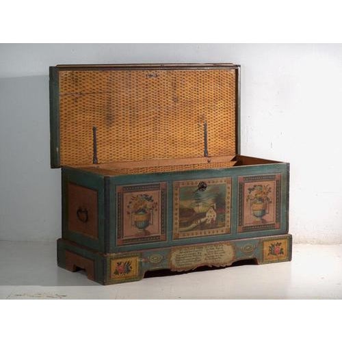 Antique Marriage Chest in Painted Pine, Central Europe, 1841 For Sale - Image 6 of 18