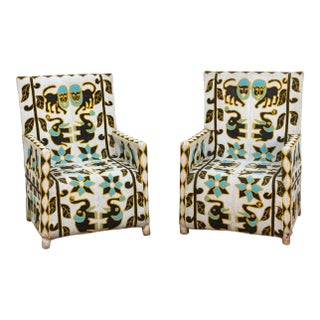 Pair of Royal African Yoruba Beaded Arm Chairs For Sale