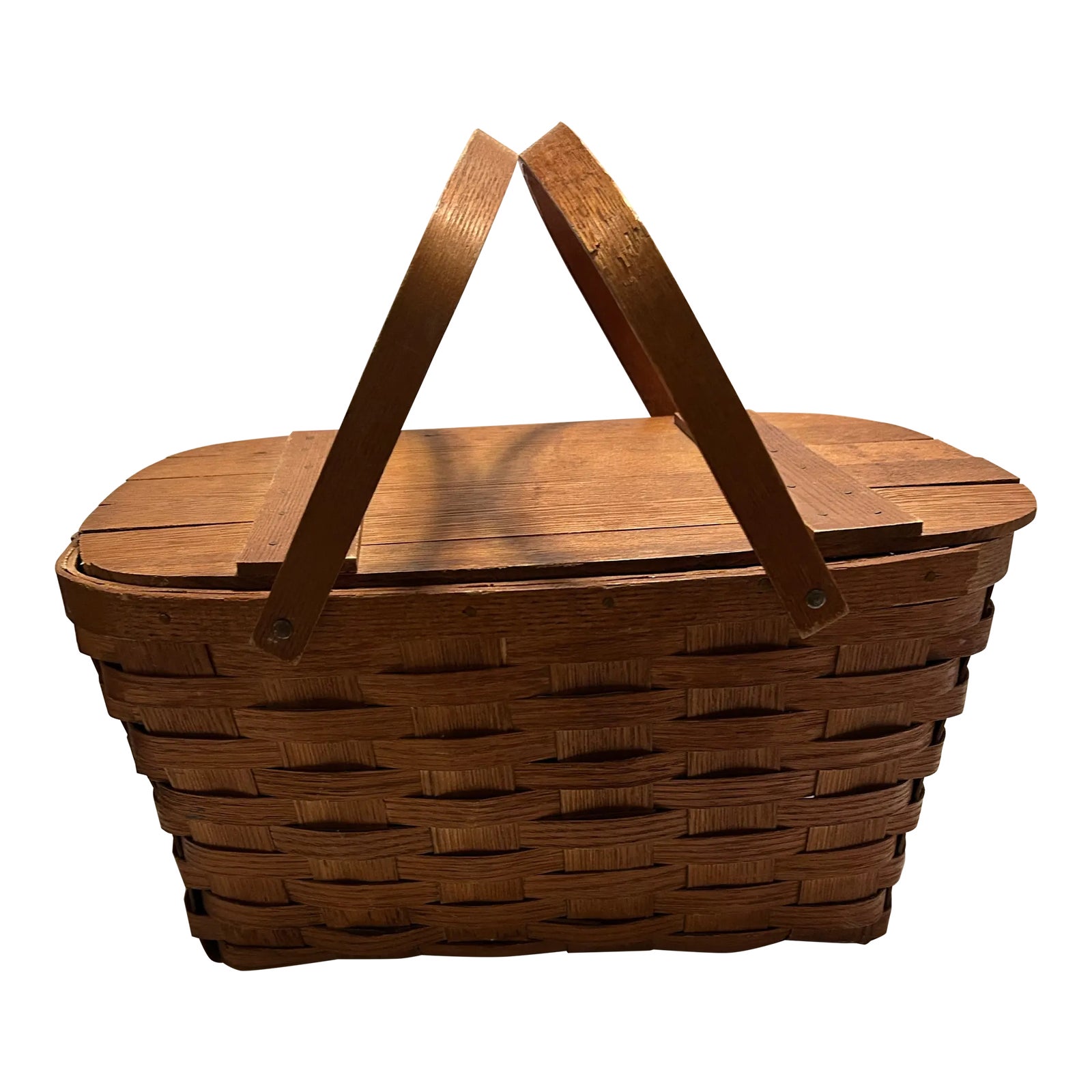 Vintage Picnic Basket, Wov-N-Wood by Jerywil | Chairish