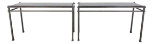 Pair of Silvered Iron Console Tables With Black Granite Top