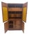 Solid Teak Multiple Fitted Drawers Amber Textured Glass Doors Cabinet Credenza For Sale