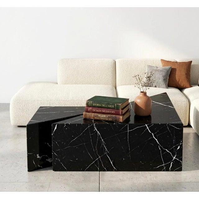 Triangular Tables in Nero Marquinia Marble by Andrea Grasso, Set of 2 For Sale - Image 4 of 7