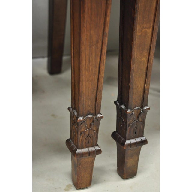 Vintage French Country Provincial Style Carved Walnut Dining Side Chair Set of 4 For Sale - Image 9 of 15