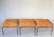 Mid-Century Modern 1950s Upholstered Wrought Iron Based Stools Attributed to Paul McCobb - Set of Three For Sale - Image 3 of 13