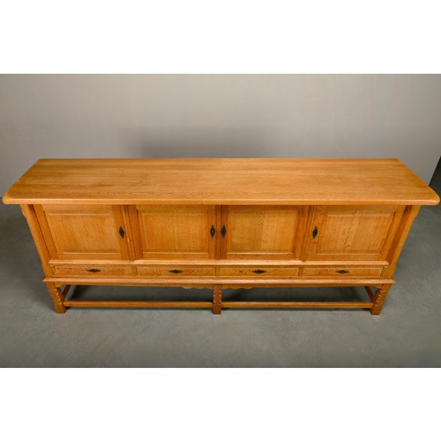 Wood Mid-Century Modern Brutalist Sideboard in Oak by Henning Kjærnulf, 1960s For Sale - Image 7 of 18