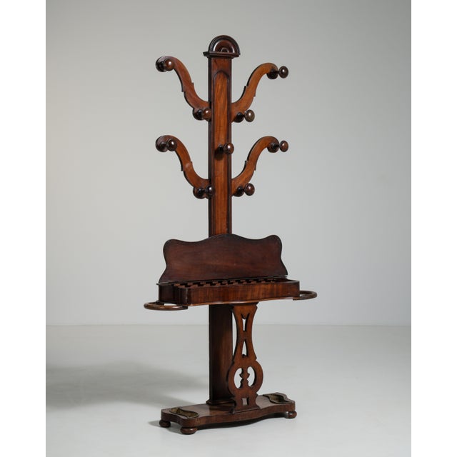 19th Century United Kingdom Victorian Brown Mahogany Coat Rack For Sale - Image 9 of 14