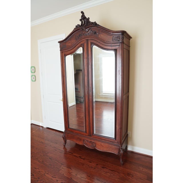 Late 19th Century Antique Italian Rococo Revival Mirrored Armoire For Sale - Image 5 of 15