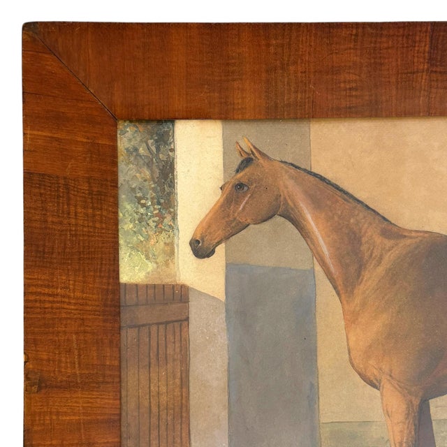 19th Century Framed Thoroughbred Horse Watercolor Painting For Sale - Image 4 of 9