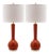 30.5 Inch H Long Neck Ceramic Table Lamp in Blood Orange - a Pair For Sale