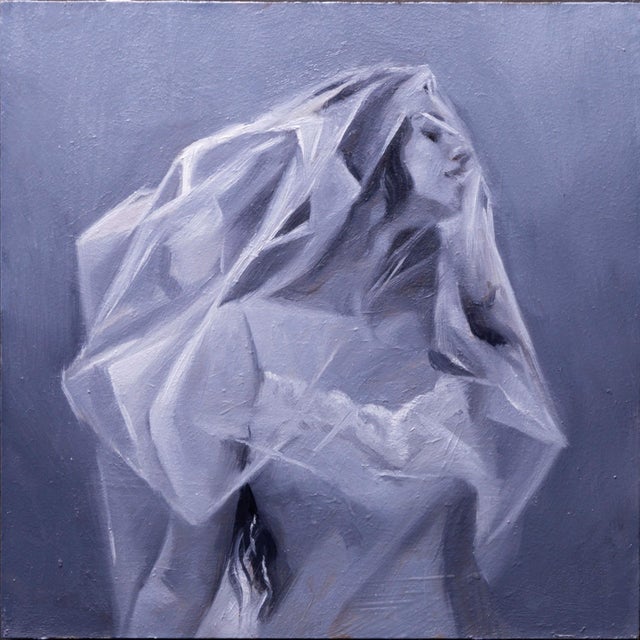 Beyond by Ximena Rendon | Oil on Panel Portrait of a Woman in a Veil For Sale