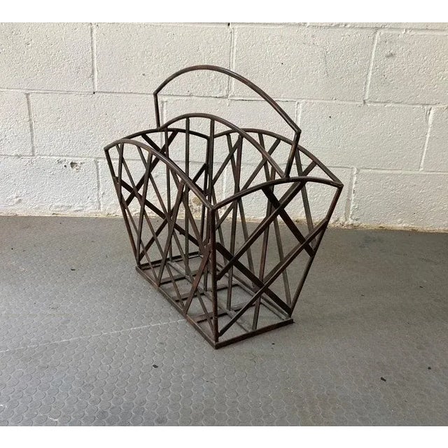 Metal Vintage Large Metal Magazine Rack For Sale - Image 7 of 7