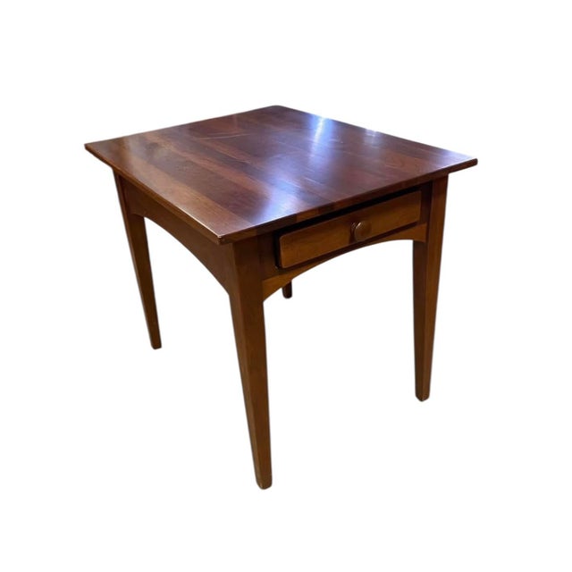 Brown Vintage Ethan Allen Cherry Wood Rectangle Side Table — Handsome Accent With Drawer For Sale - Image 8 of 9