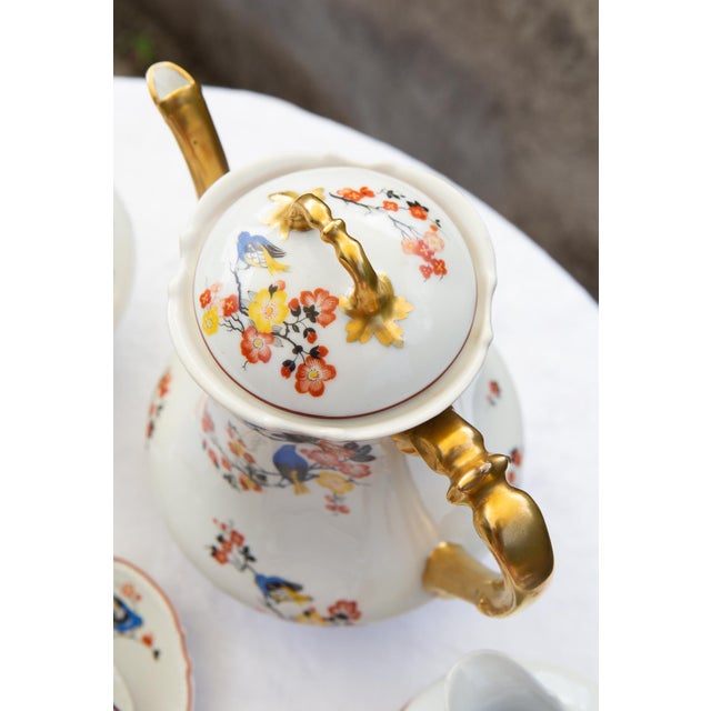 Ceramic Antique Coffee Set by Malaveix and Granger for Limoges Porcelain, 1920, Set of 16 For Sale - Image 7 of 12