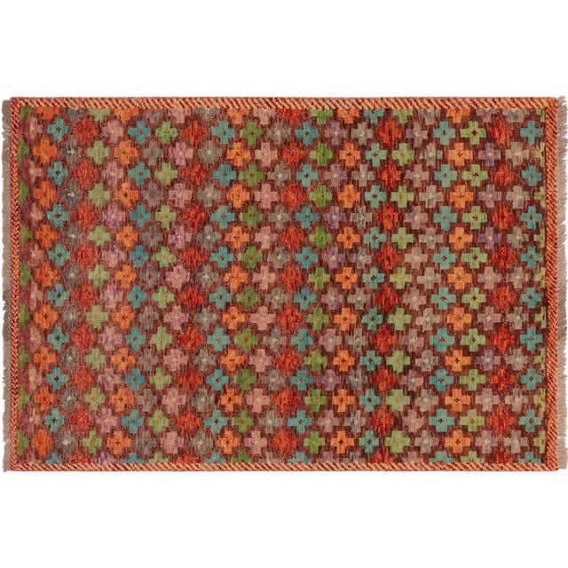 Eclectic Balochi Brown/Rust Wool Rug - 3'3''x4'11'' For Sale - Image 10 of 11