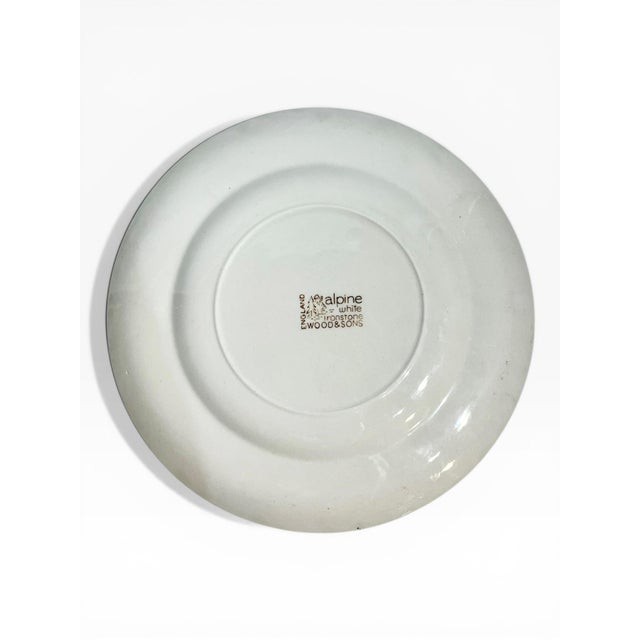 Wood & Son Vintage English Fox Hunt Scene Plate With Brown Floral Transferware Border For Sale - Image 4 of 5