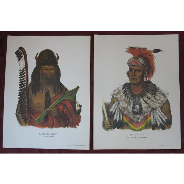 Prints Native American Wa-Pel-La Musquakees Chief Kish-Ke-Kosh Fox Brave. "The History of the Indian Tribes of North America" Reproduction - Set of 2 For Sale - Image 10 of 10