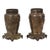 A pair of Japanese bronze vases with high relief decoration of phoenixes and flowers; the neck is also extensively...