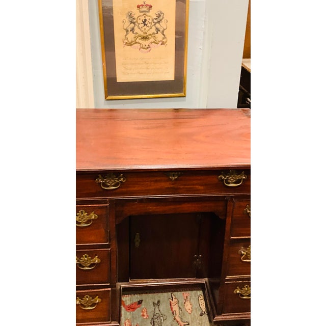 19th C Victorian Walnut Kneehole Desk With Key, Petite and Multipurpose For Sale - Image 11 of 11