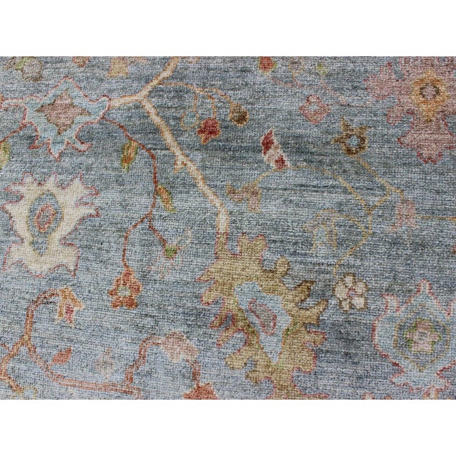 Textile Keivan Woven Arts Angora Oushak Rug, Hand-Knotted Wool in Lt Blue, 9'3"x12'5" For Sale - Image 7 of 11