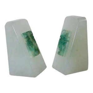 Mid 20th Century Hand Carved Marble Stone Pyramid Aztec Mayan - a Pair