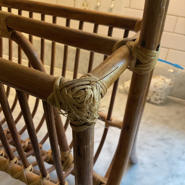 Mid-Century Modern 1960s MCM Rattan Magazine Rack For Sale - Image 3 of 4