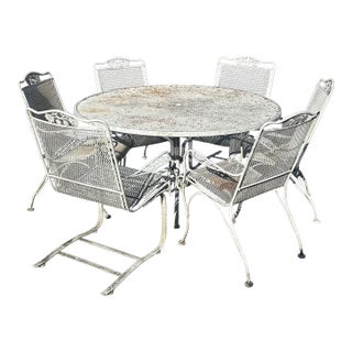 Vintage Russell Woodard Patio Set Table & 6 Chairs, Attributed For Sale