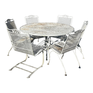 Vintage Russell Woodard Patio Set Table & 6 Chairs, Attributed