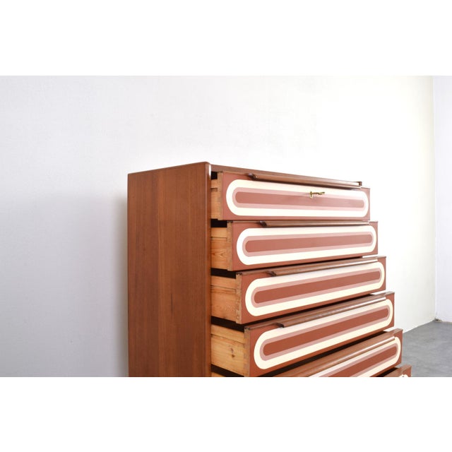 Mid-Century Modern Op-Art Hand-Painted Teak Chest of Drawers, 1960s For Sale - Image 12 of 18
