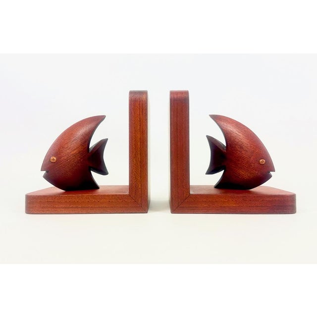 Mid-Century Teak Bookends Wit Scalar Fish, 1960s, Set of 2 For Sale - Image 9 of 9