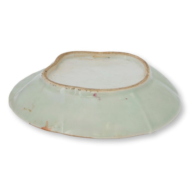 Antique Chinese Export porcelain shrimp dish, late 19th century. This elegant dish is finished in a pale celadon ground...