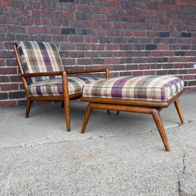 T.H. Robsjohn Gibbings t.h. Robsjohn-Gibbings for Widdicomb Chair and Ottoman For Sale - Image 4 of 12