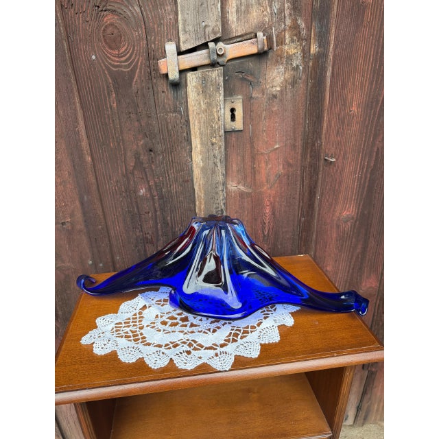 Large Mid-Century Blue-Red-Clear Sommerso Murano Glass Bowl, 1960s For Sale - Image 12 of 18