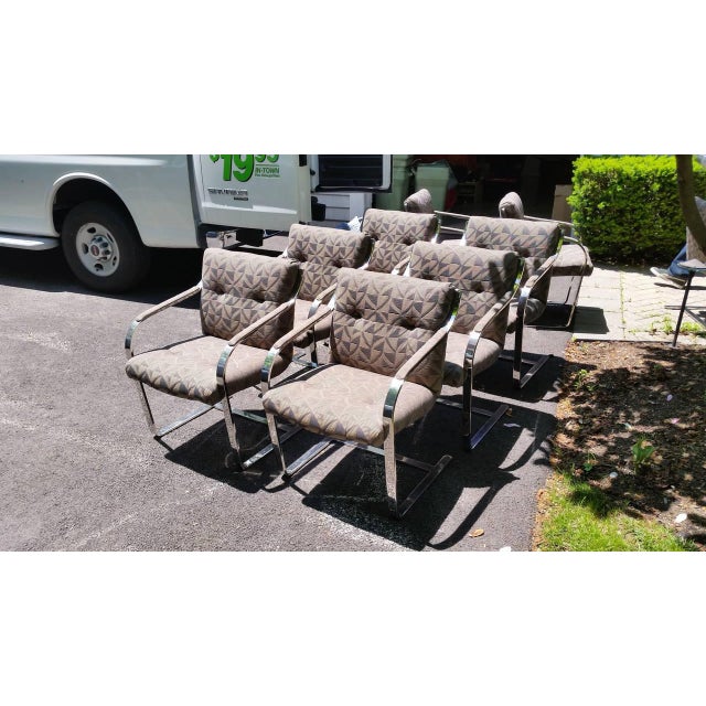 Metal Chrome Dining Chairs by Brueton Eight Available For Sale - Image 7 of 8