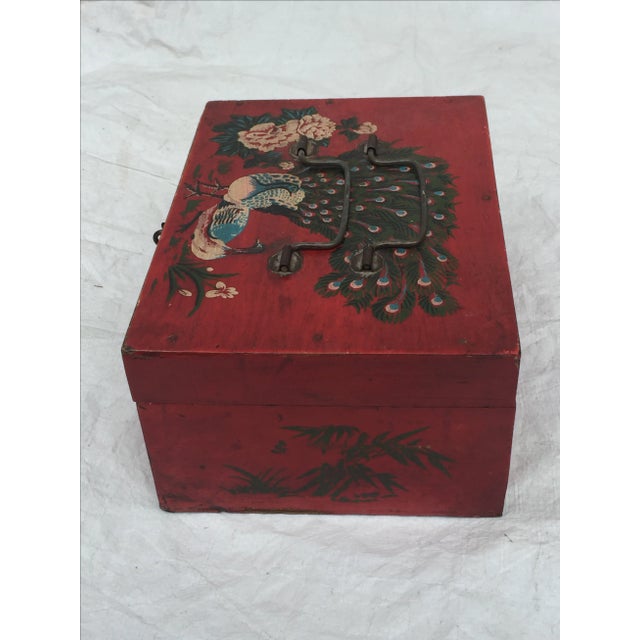 Wood Asian Hand-Painted Vintage Keepsake Box For Sale - Image 7 of 8