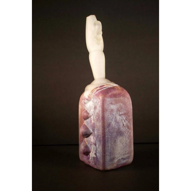 Glass Late 20th Century Bernie D’Onofrio Contemporary Hand-Blown Sculpted Purple & Frosted Etched Glass For Sale - Image 7 of 12