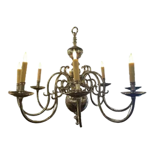 Early 20th Century English Silver Plate Eight-Light Chandelier