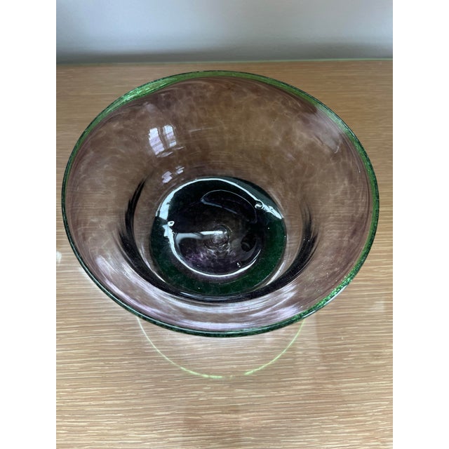 Vintage Hand Blown Purple and Green Glass Bowl For Sale - Image 4 of 4