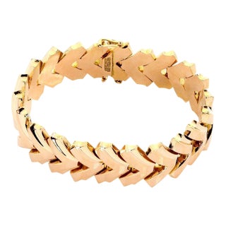 Mid 20th Century Retro 18K Rose Gold Wide Fancy Flex Bracelet For Sale