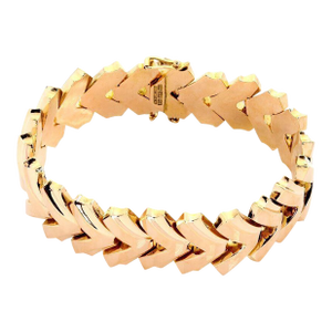 Mid 20th Century Retro 18K Rose Gold Wide Fancy Flex Bracelet
