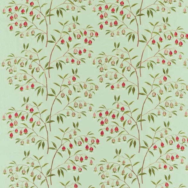 Sanderson Chinese Lantern Fabric in Mint & Apricot - a Sample For Sale