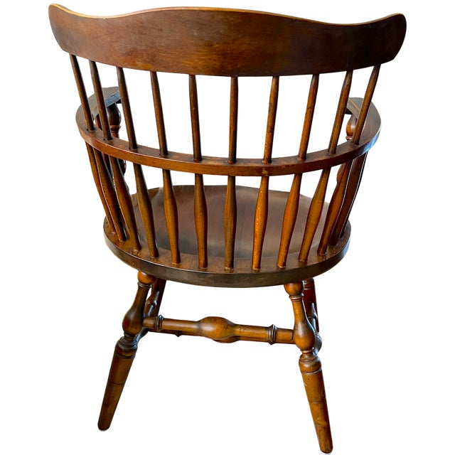 Set of 6 Vintage Bent Brothers Solid Maple Sack-Back Windsor Captain's Dining Chairs, Circa 1940s For Sale - Image 11 of 17