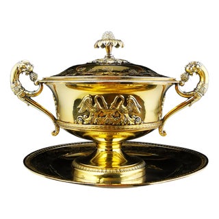 Covered Sugar Bowl in Silver-Gilt For Sale