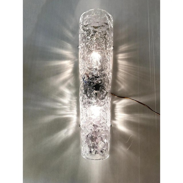 Transparent Elegant Transparent Hammered Glass Wall Sconces With Italian Murano Influence - Lot of 4 For Sale - Image 8 of 9